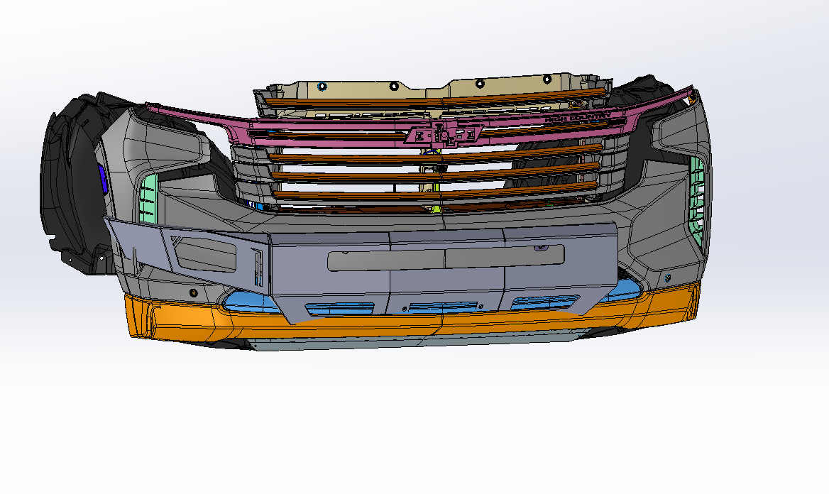 2021-2024 Chevy Tahoe and Suburban Octane Front Winch Bumper Baseline Overland showing trimmed sections for clearance gains High Country Trim
