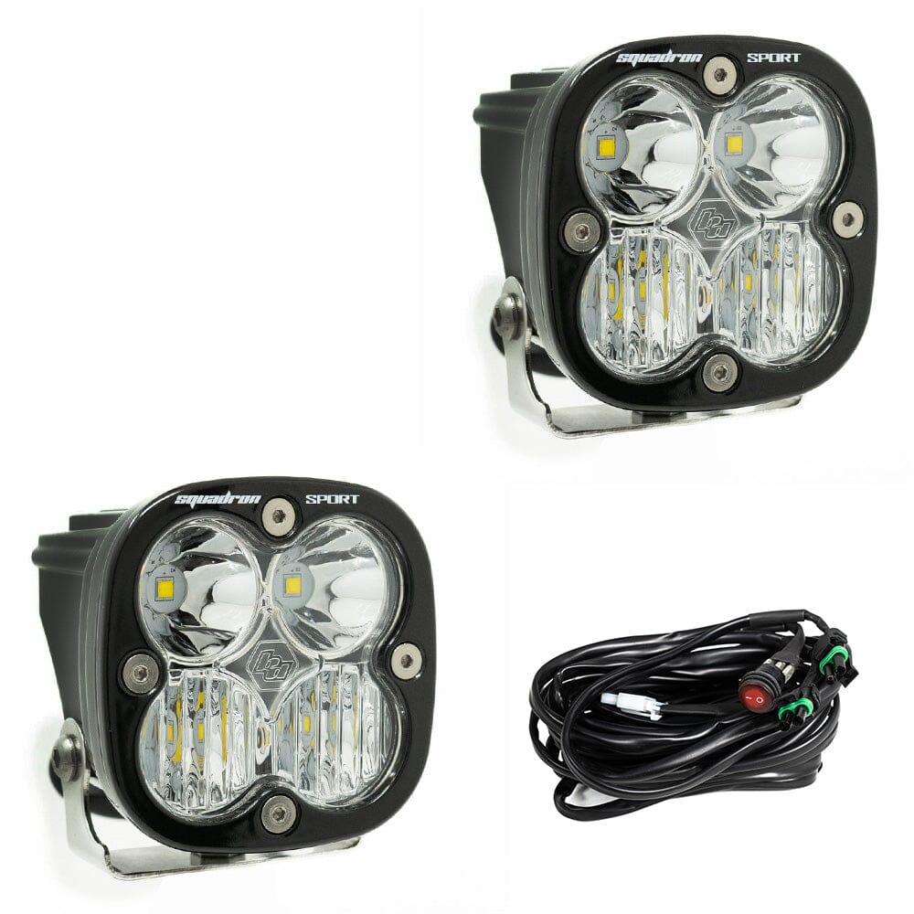 Baja Designs Squadron Sport Black LED Auxiliary Light Pod Pair - Clear Driving/Combo Chassis Unlimited Inc.