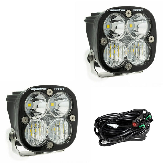 Baja Designs Squadron Sport Black LED Auxiliary Light Pod Pair - Clear Driving/Combo Chassis Unlimited Inc.