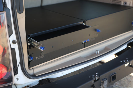 2007-2014 Chevy Tahoe Offset Rear Drawer System 3 for 2nd Row Seat- Offset 28W" and stacked 21W" X 43"L Drawers