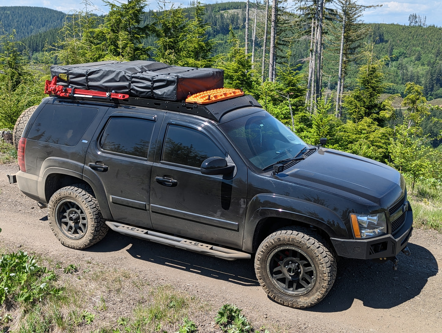 2007-2014 Chevy Tahoe Roof Rack Baseline Overland Roof Top Tent winch bumper maxtrax