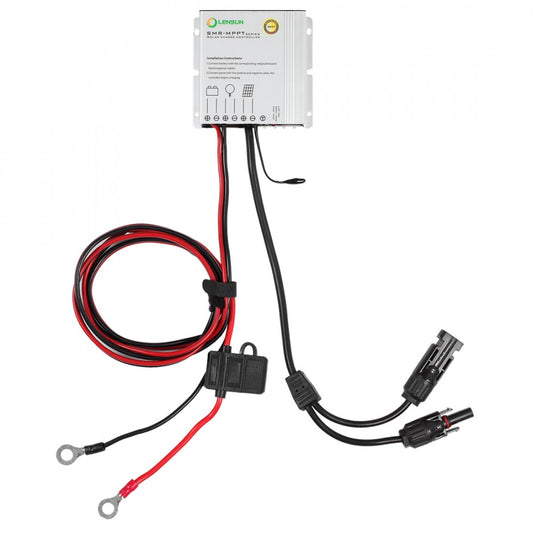 Lensun 10A Waterproof MPPT Solar Regulator Controller with Battery Clips & Solar Connectors