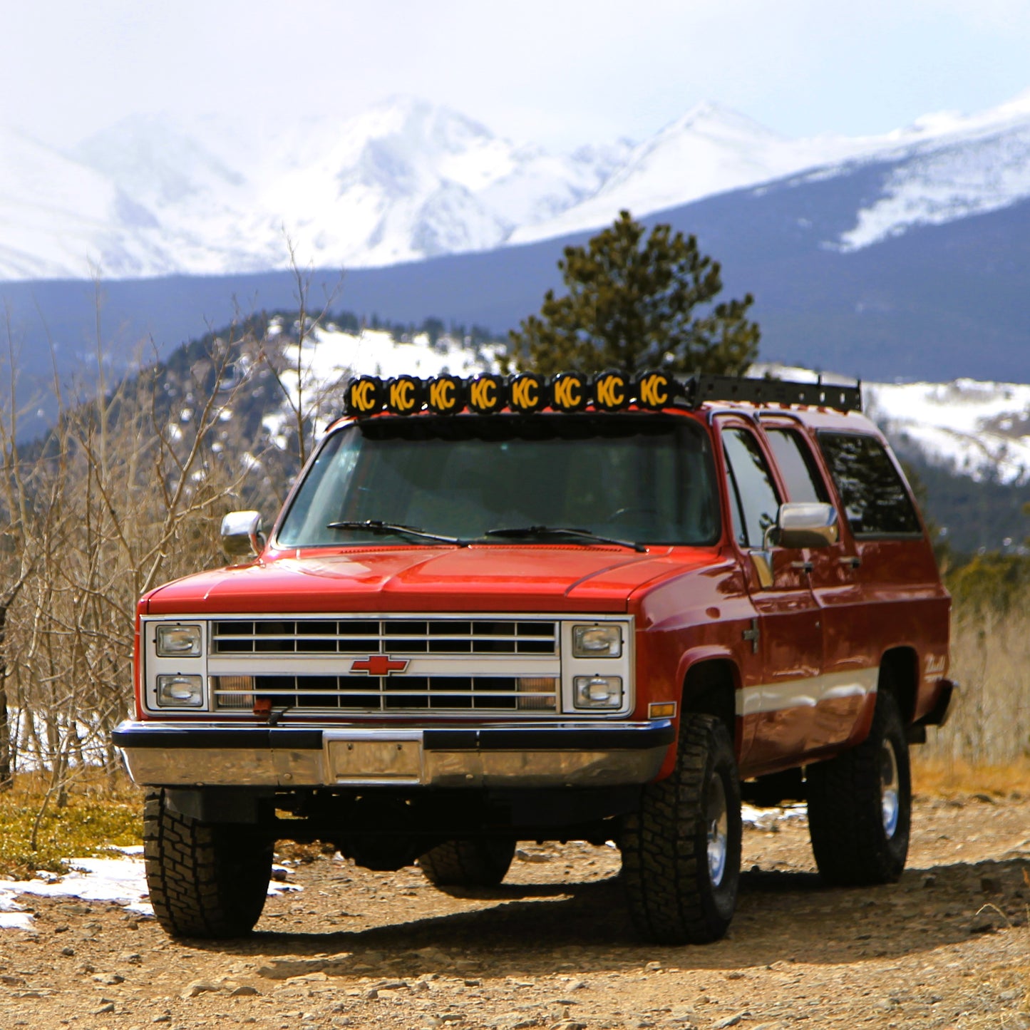 Square Body Suburban Roof Rack KC Light Bar Baseline Overland