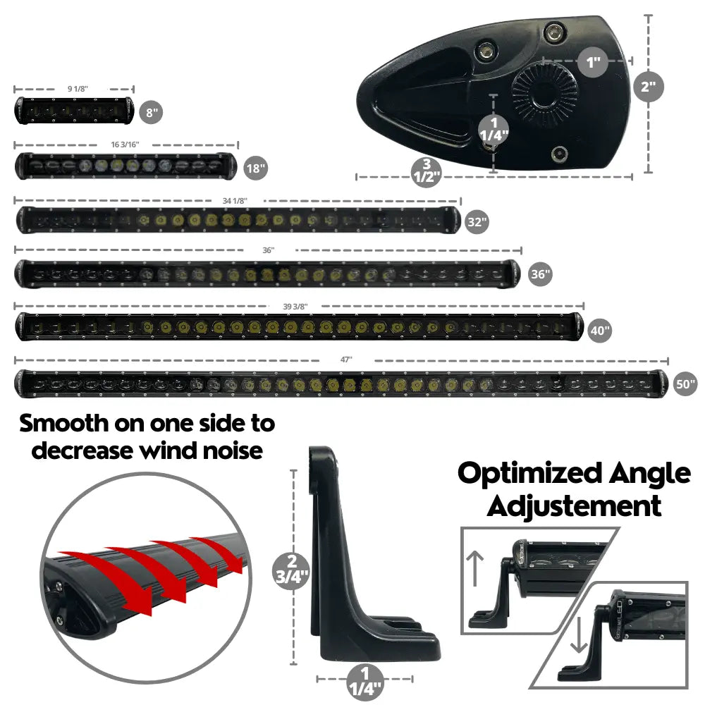 Extreme Stealth Single Row LED Light Bars (All Sizes) with plug and play harness