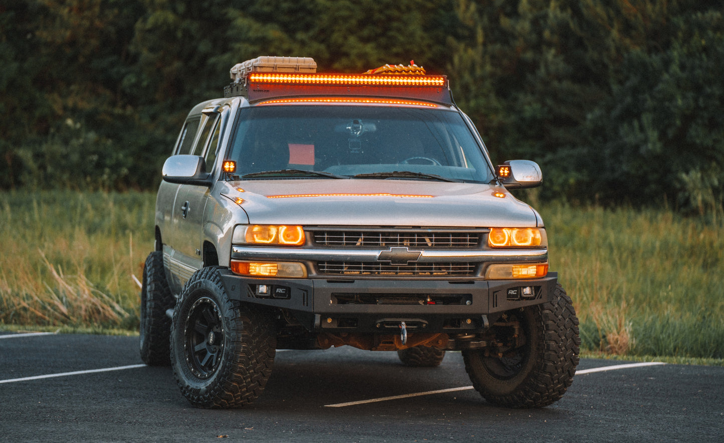 1999-2002 Chevy Silverado 1500 Front Winch Bumper and Baseline Overland Roof Rack