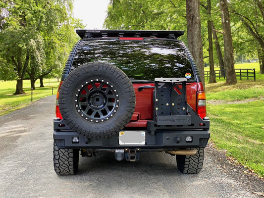 2000-2006 Chevy Surburban Dual Swing Out Rear Bumper by Chassis Unlimited Baseline Overland