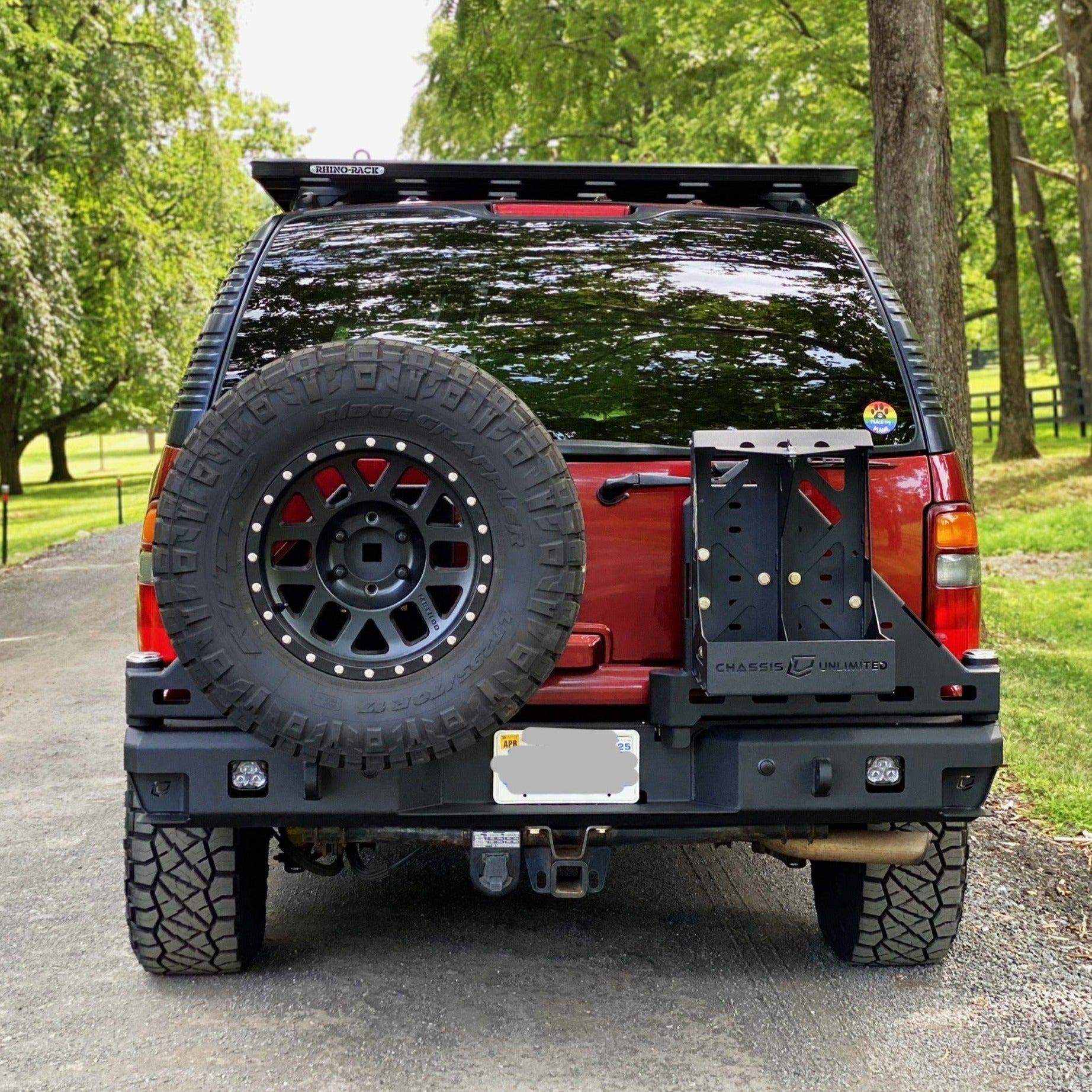 2000-2006 Chevy Surburban Dual Swing Out Rear Bumper by Chassis Unlimited Baseline Overland