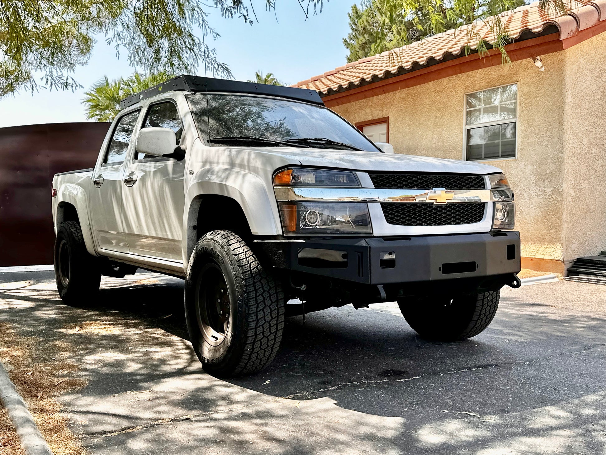 First Gen Colorado with Baseline Overland Roof Rack and Winch Bumper