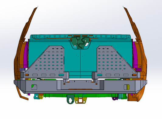 2007-2013 Avalanche High Clearance Dual Swing Out Rear Bumper Back View