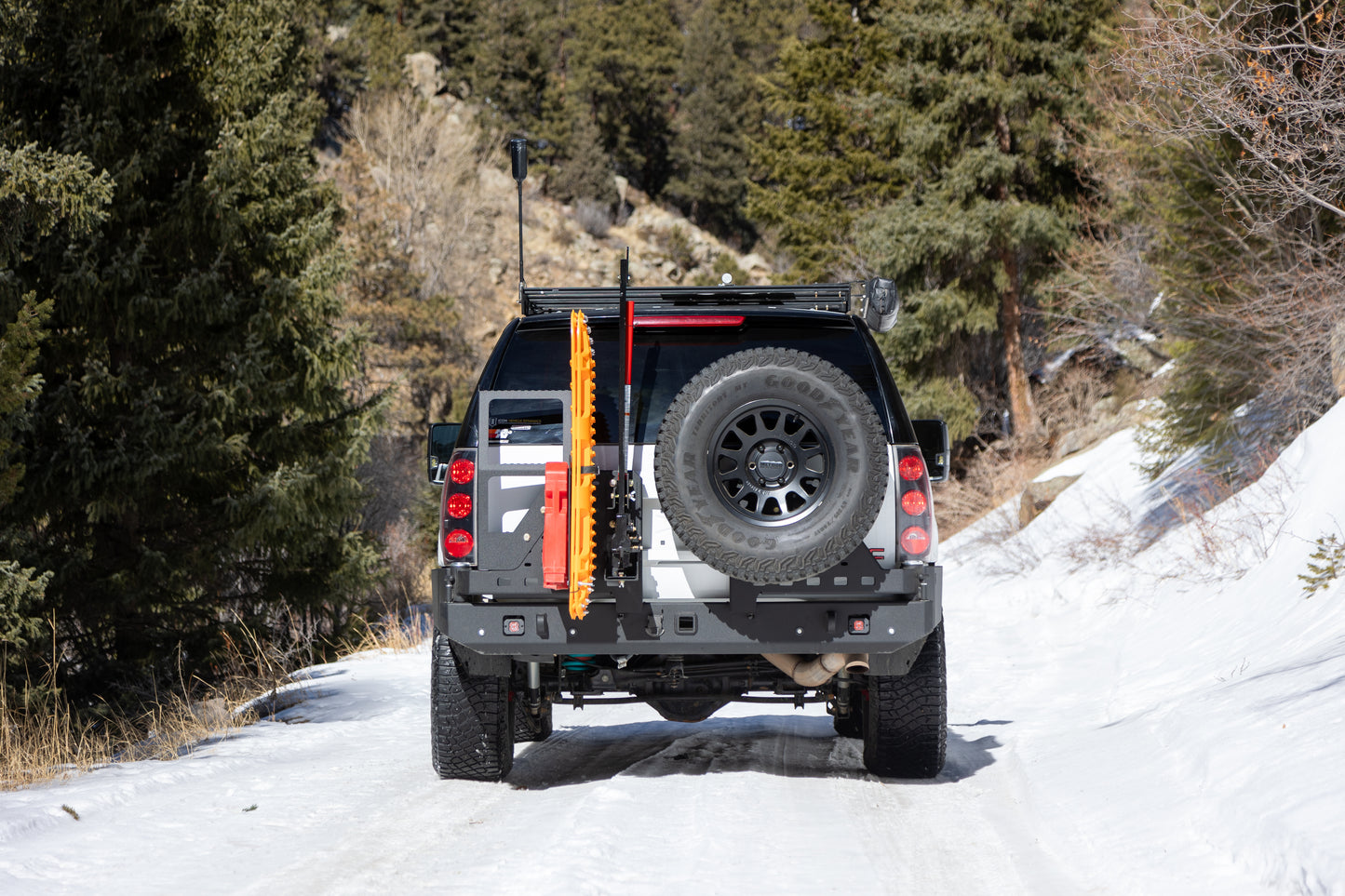 2015-2020 Chevy Suburban Dual Rear Swing Out Bumper Baseline Overland Yukon XL by Chassis Unlimited