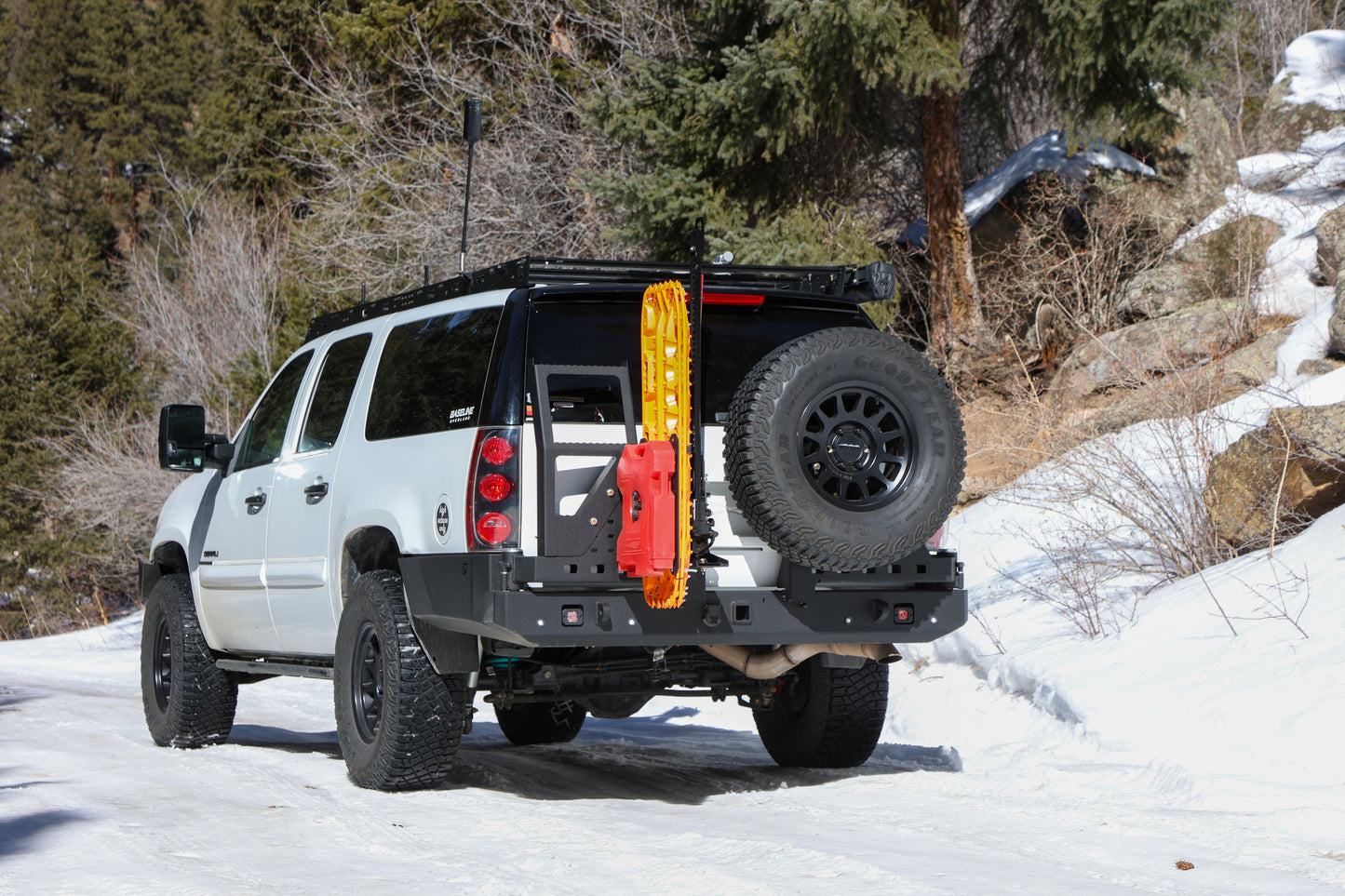 2015-2020 Chevy Suburban Dual Rear Swing Out Bumper Baseline Overland Yukon XL by Chassis Unlimited