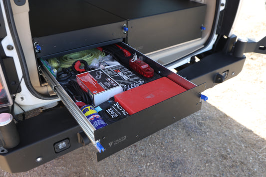 2007-2014 Chevy Suburban Offset Rear Drawer System 3 for 3rd Row Seat  - Offset 28W" and stacked 21W" X 32"L Drawers