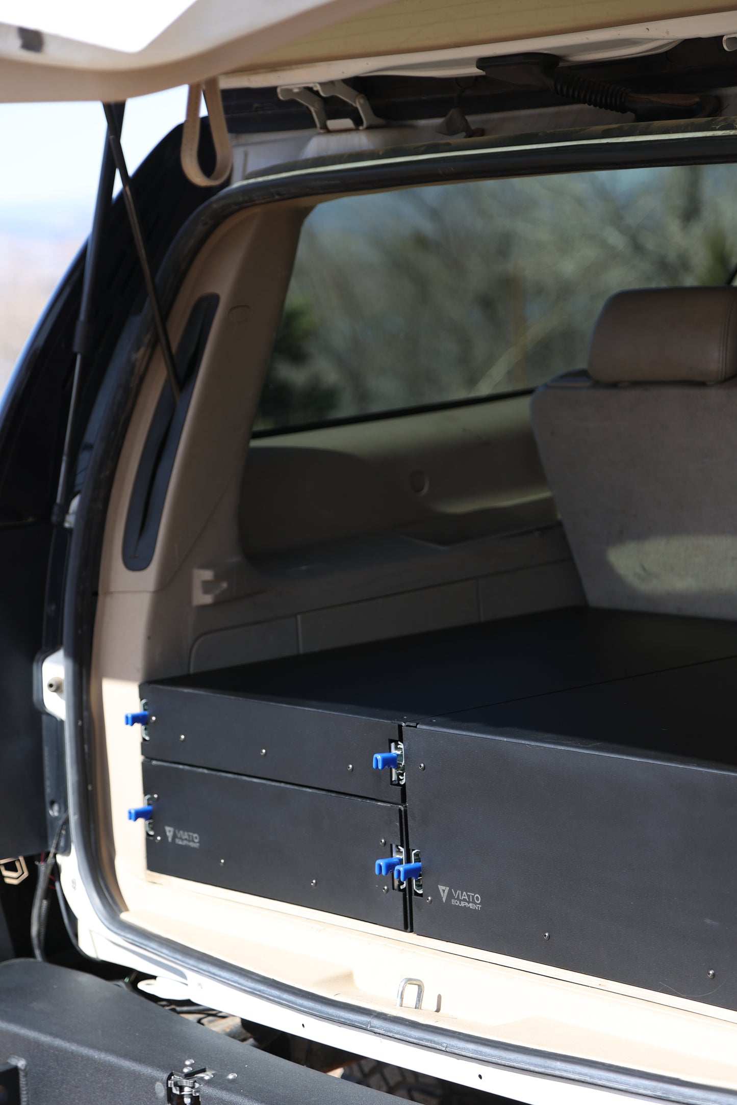Aluminum Drawer System for Chevy Suburban with 3rd Row. Black Powder coat 