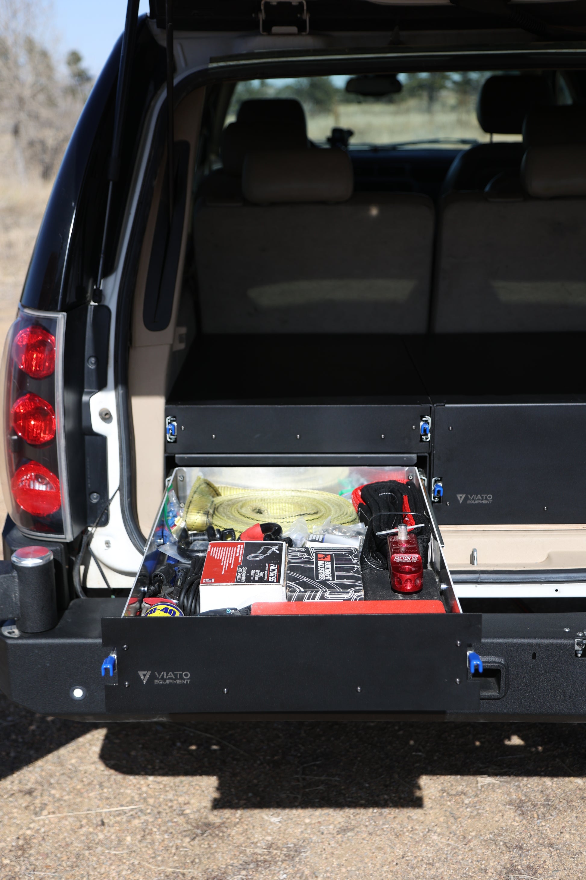 Aluminum Drawer System for Chevy Suburban. Black Powder coat with lock in lock out drawer slides