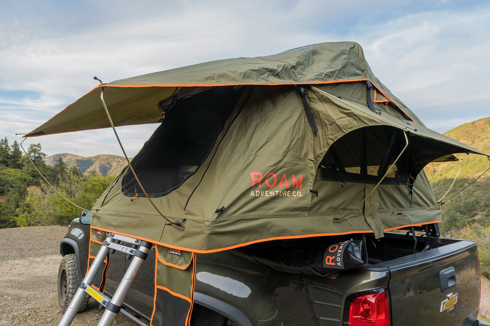 Vagabond Lite Rooftop Tent in Forest Green Hyper Orange