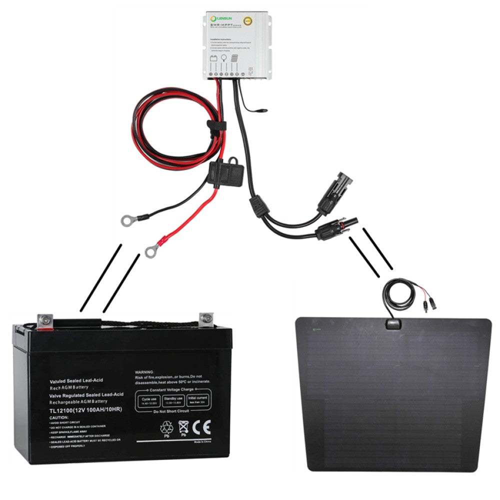 Lensun 10A Waterproof MPPT Solar Regulator Controller with Battery Clips & Solar Connectors