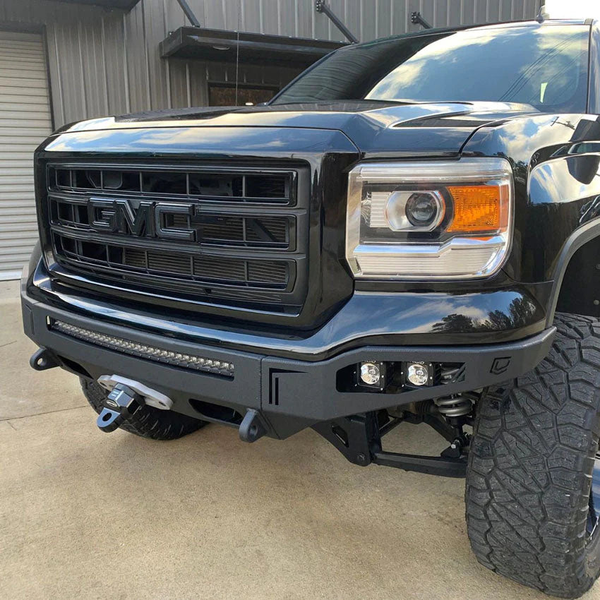 Black Sierra with 2016-2018 GMC Sierra 1500 Front Winch Bumper by Chassis Unlimited